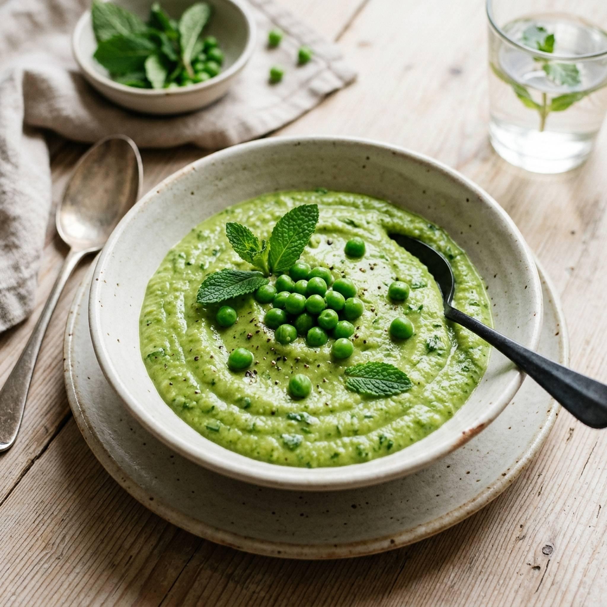 Purée de petits pois à la menthe